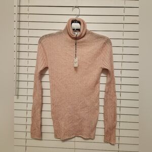 Zara Wool Blend Pink Turtleneck Sweater Size Small